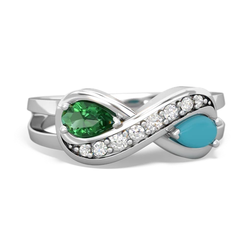 lab emerald-turquoise diamond infinity ring