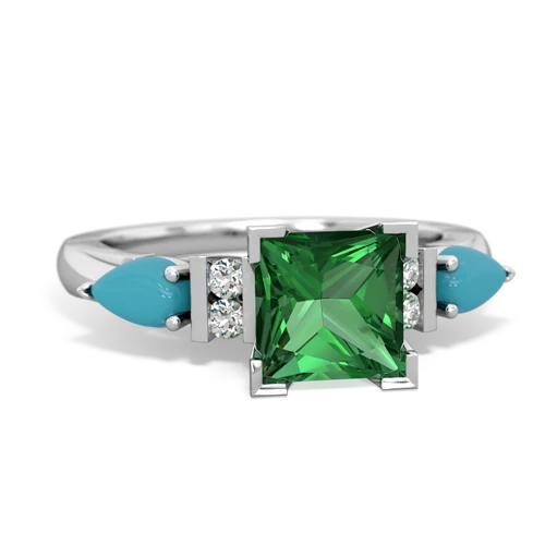 lab emerald-turquoise engagement ring