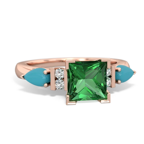 lab emerald-turquoise engagement ring