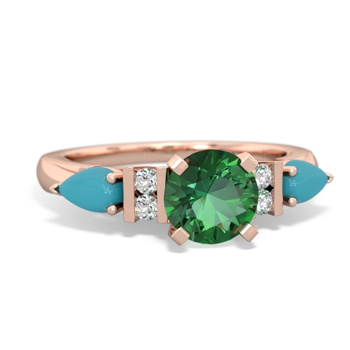 lab emerald-turquoise engagement ring