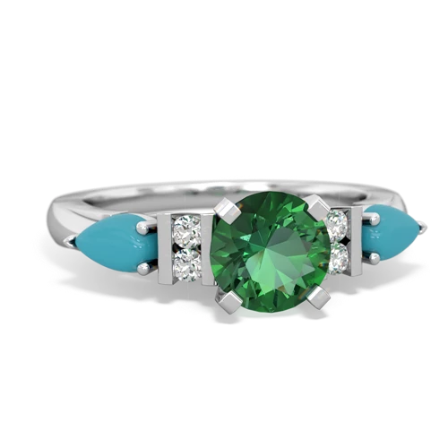lab emerald-turquoise engagement ring