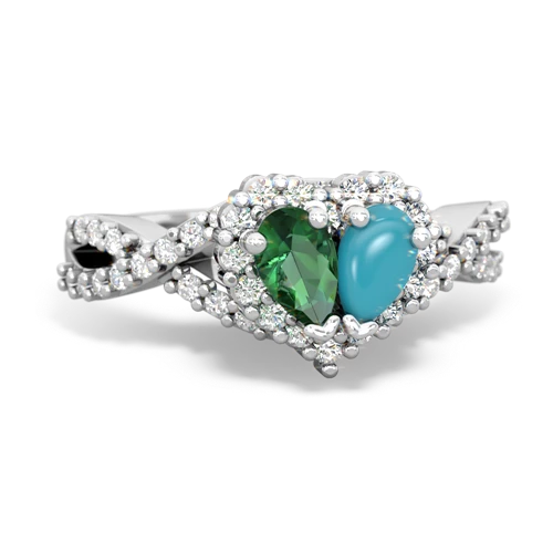 lab emerald-turquoise engagement ring