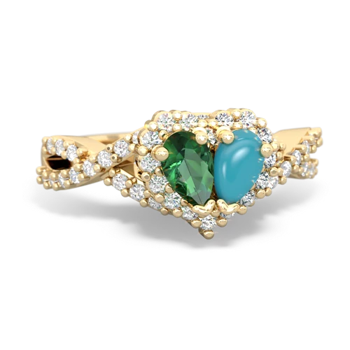 lab emerald-turquoise engagement ring