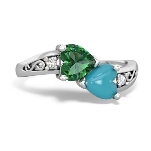 lab emerald-turquoise filligree ring
