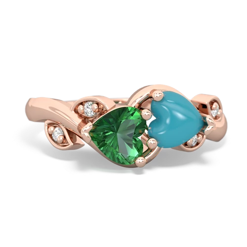 lab emerald-turquoise floral keepsake ring