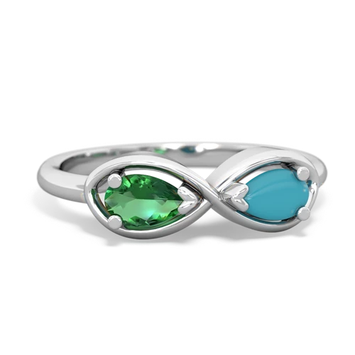 lab emerald-turquoise infinity ring