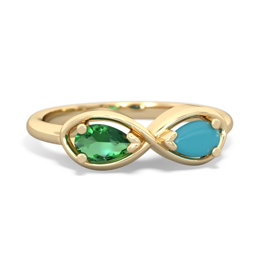 lab emerald-turquoise infinity ring