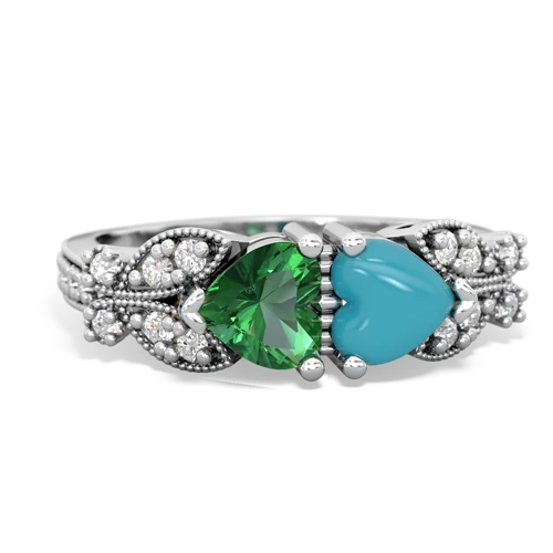 lab emerald-turquoise keepsake butterfly ring