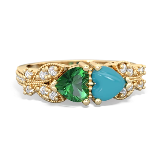 lab emerald-turquoise keepsake butterfly ring