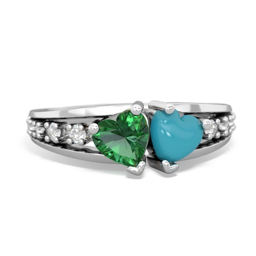 lab emerald-turquoise modern ring