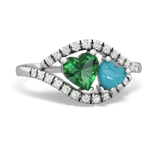 lab emerald-turquoise mother child ring