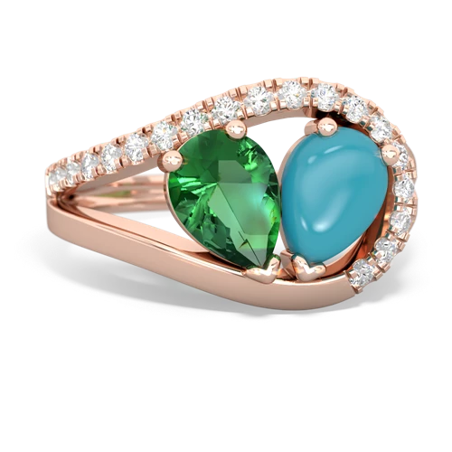 lab emerald-turquoise pave heart ring