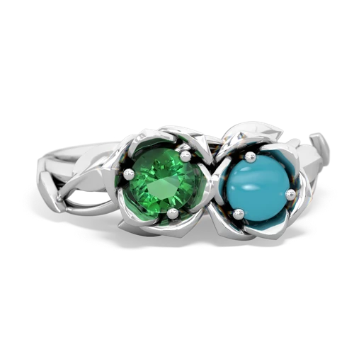 lab emerald-turquoise roses ring