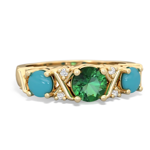 lab emerald-turquoise timeless ring