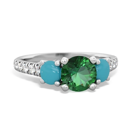 lab emerald-turquoise trellis pave ring