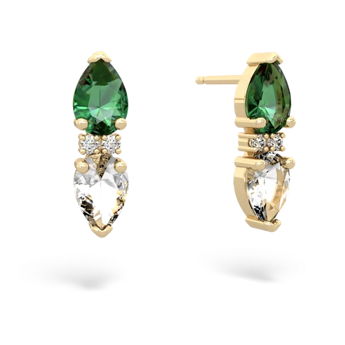 lab emerald-white topaz bowtie earrings