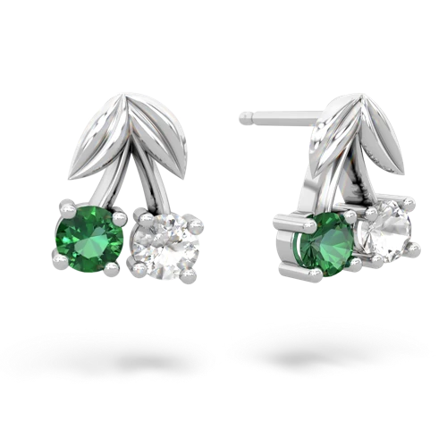 lab emerald-white topaz cherries earrings