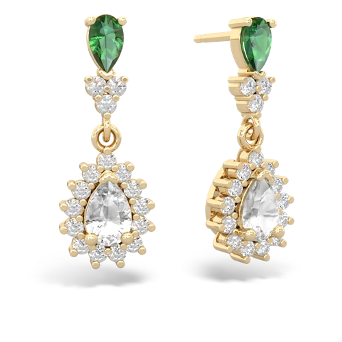 lab emerald-white topaz dangle earrings