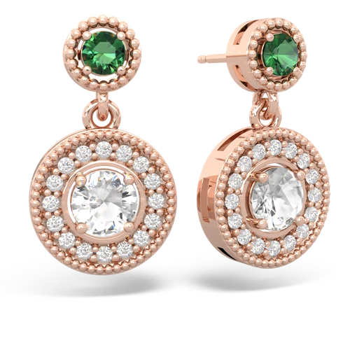lab emerald-white topaz halo earrings