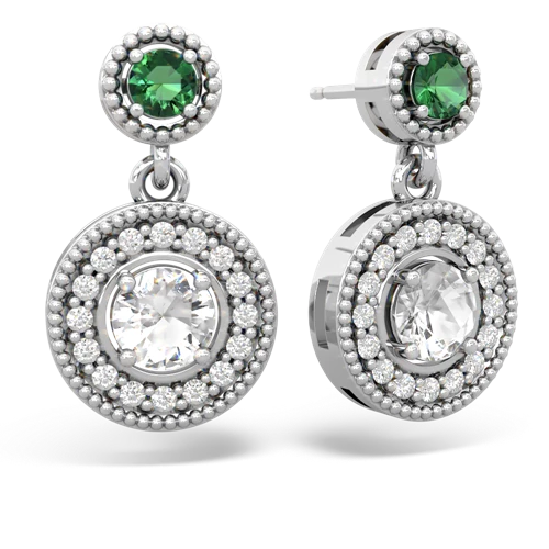 lab emerald-white topaz halo earrings