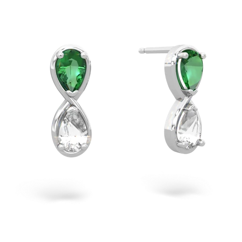 lab emerald-white topaz infinity earrings