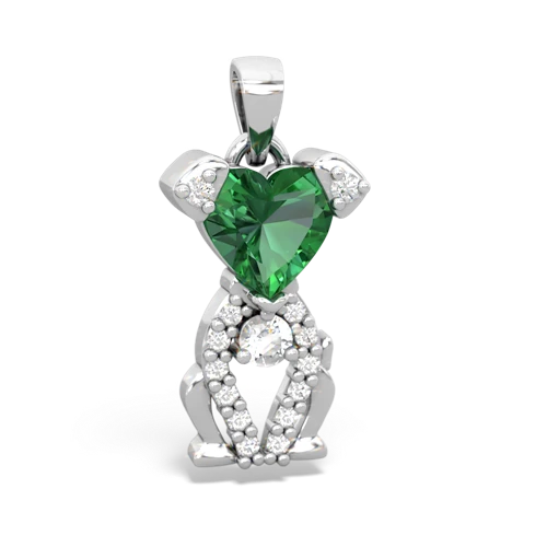 Lab Emerald Lab Created Emerald with Genuine White Topaz Puppy Love pendant Pendant