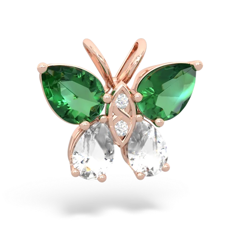 lab emerald-white topaz butterfly pendant