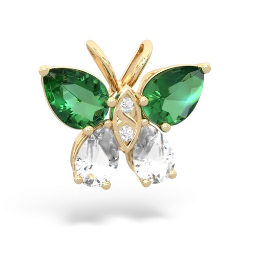 lab emerald-white topaz butterfly pendant