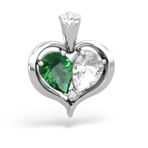 Lab Emerald Lab Created Emerald with Genuine White Topaz Two Become One pendant Pendant