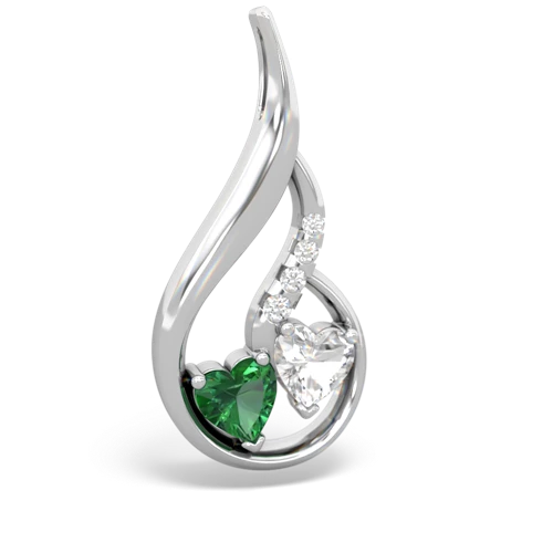 lab emerald-white topaz keepsake swirl pendant