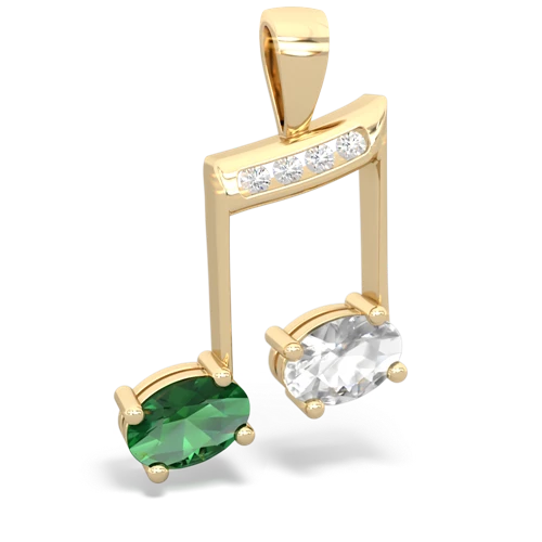 lab emerald-white topaz music notes pendant