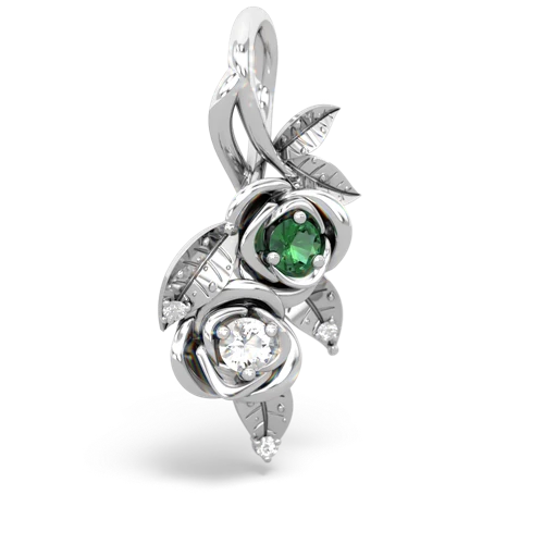 Lab Emerald Lab Created Emerald with Genuine White Topaz Rose Vine pendant Pendant