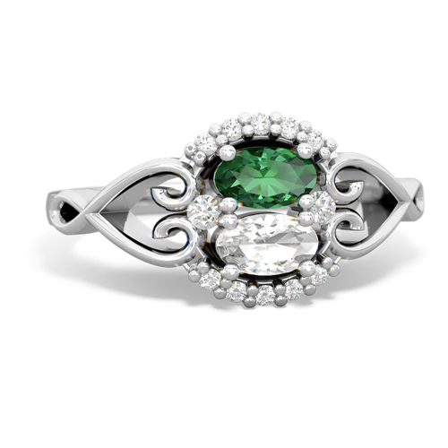 Lab Emerald Lab Created Emerald with Genuine White Topaz Love Nest ring Ring