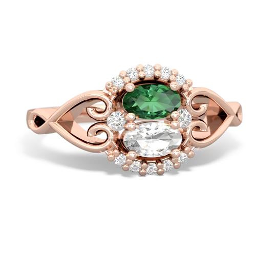 lab emerald-white topaz antique keepsake ring