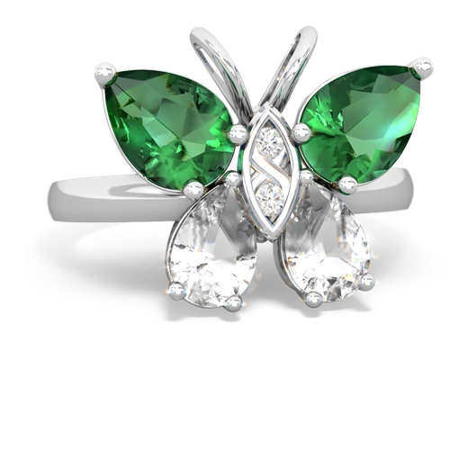 lab emerald-white topaz butterfly ring