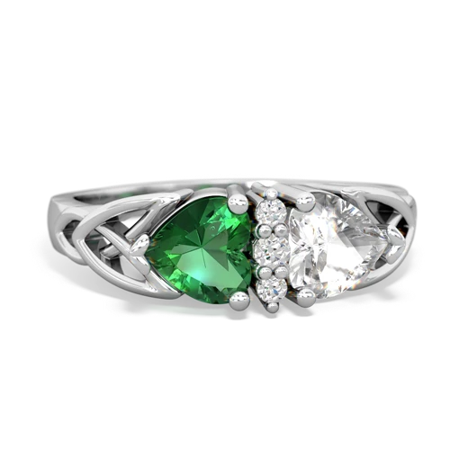 Lab Emerald Lab Created Emerald with Genuine White Topaz Celtic Trinity Knot ring Ring