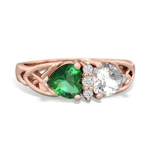 lab emerald-white topaz celtic ring