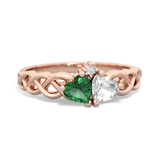 lab emerald-white topaz celtic braid ring