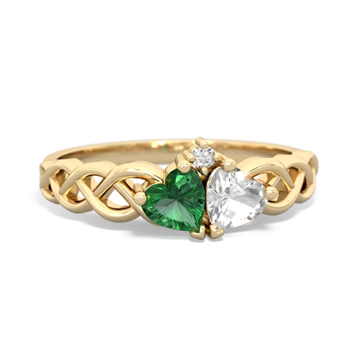 lab emerald-white topaz celtic braid ring