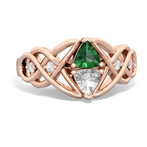 Lab Emerald Lab Created Emerald with Genuine White Topaz Keepsake Celtic Knot ring Ring
