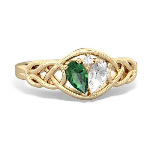 lab emerald-white topaz celtic knot ring