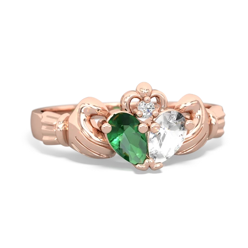 Lab Emerald Lab Created Emerald with Genuine White Topaz Claddagh ring Ring
