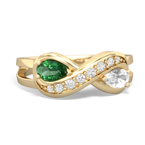 lab emerald-white topaz diamond infinity ring