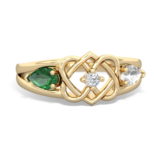 Lab Emerald Lab Created Emerald with Genuine White Topaz Hearts Intertwined ring Ring