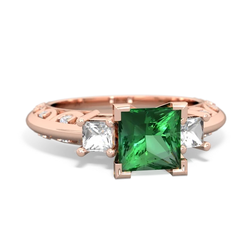 Lab Emerald Lab Created Emerald with Genuine White Topaz and  Art Deco ring Ring