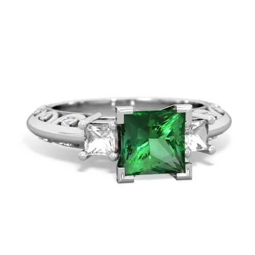 lab emerald-white topaz engagement ring