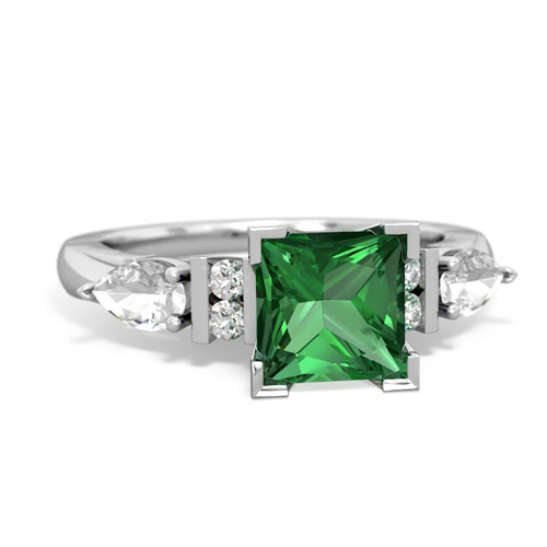 Lab Emerald Lab Created Emerald with Genuine White Topaz and  Engagement ring Ring