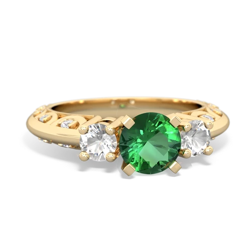 Lab Emerald Lab Created Emerald with Genuine White Topaz Art Deco ring Ring