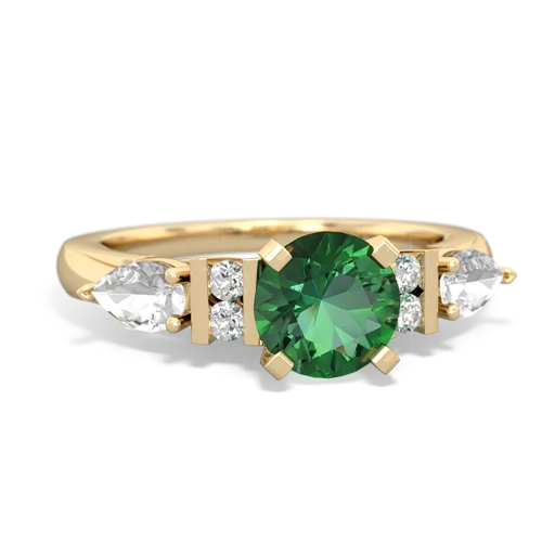 Lab Emerald Lab Created Emerald with Genuine White Topaz and Genuine Aquamarine Engagement ring Ring