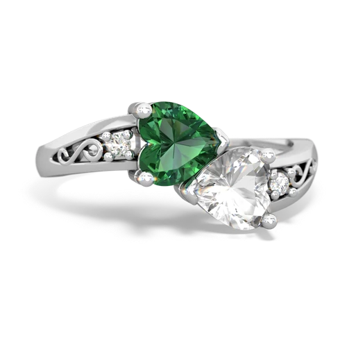 lab emerald-white topaz filligree ring